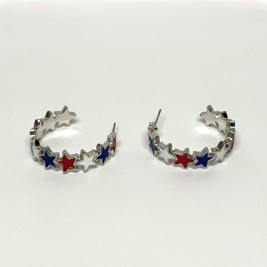 Patriotic Star Hoop Earrings