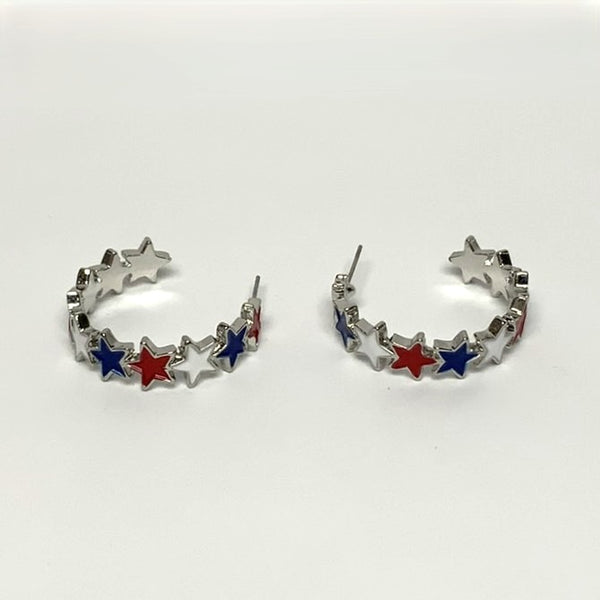 Patriotic Star Hoop Earrings