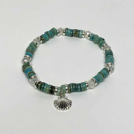 Flat Beaded Seashell Bracelet