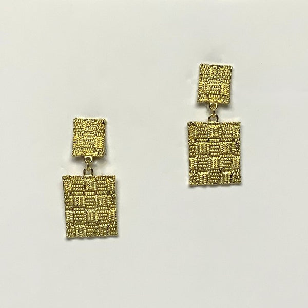 Textured Rectangle Square Clip On Earrings