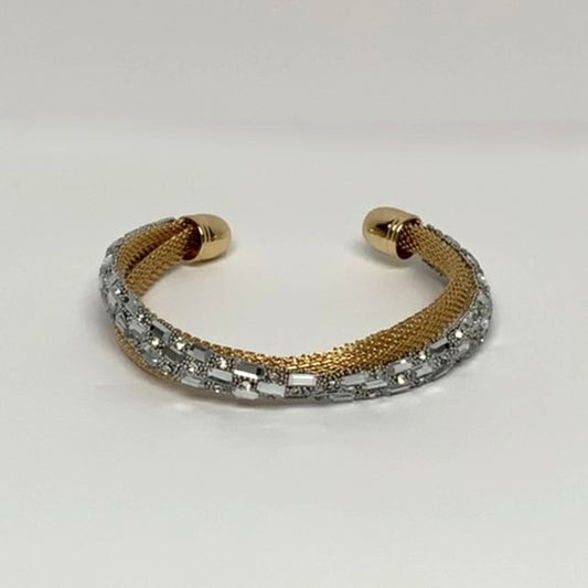 Chain Crystal Layered Cuff Bracelet