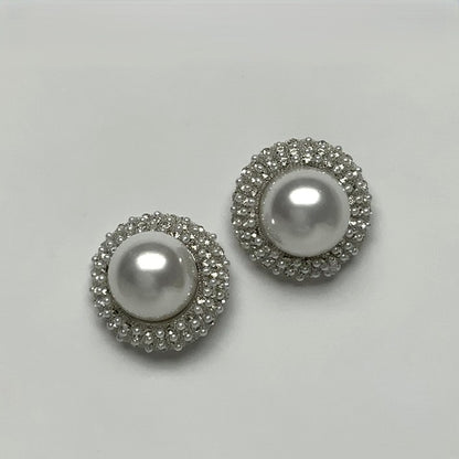 Crystal Pearl Stud Earrings