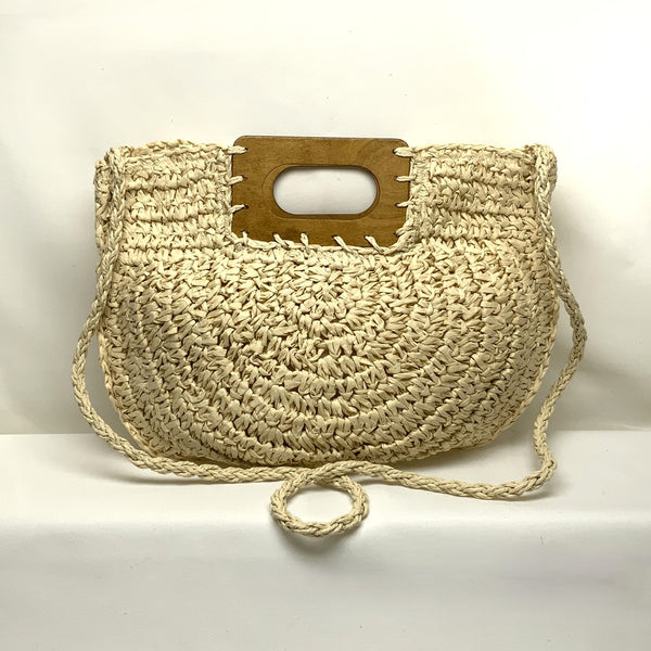 Straw Knitted Rectangle Handle Crossbody Purse (AC-80)