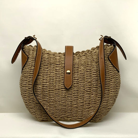 Straw Magnetic Snap Shoulder Bag