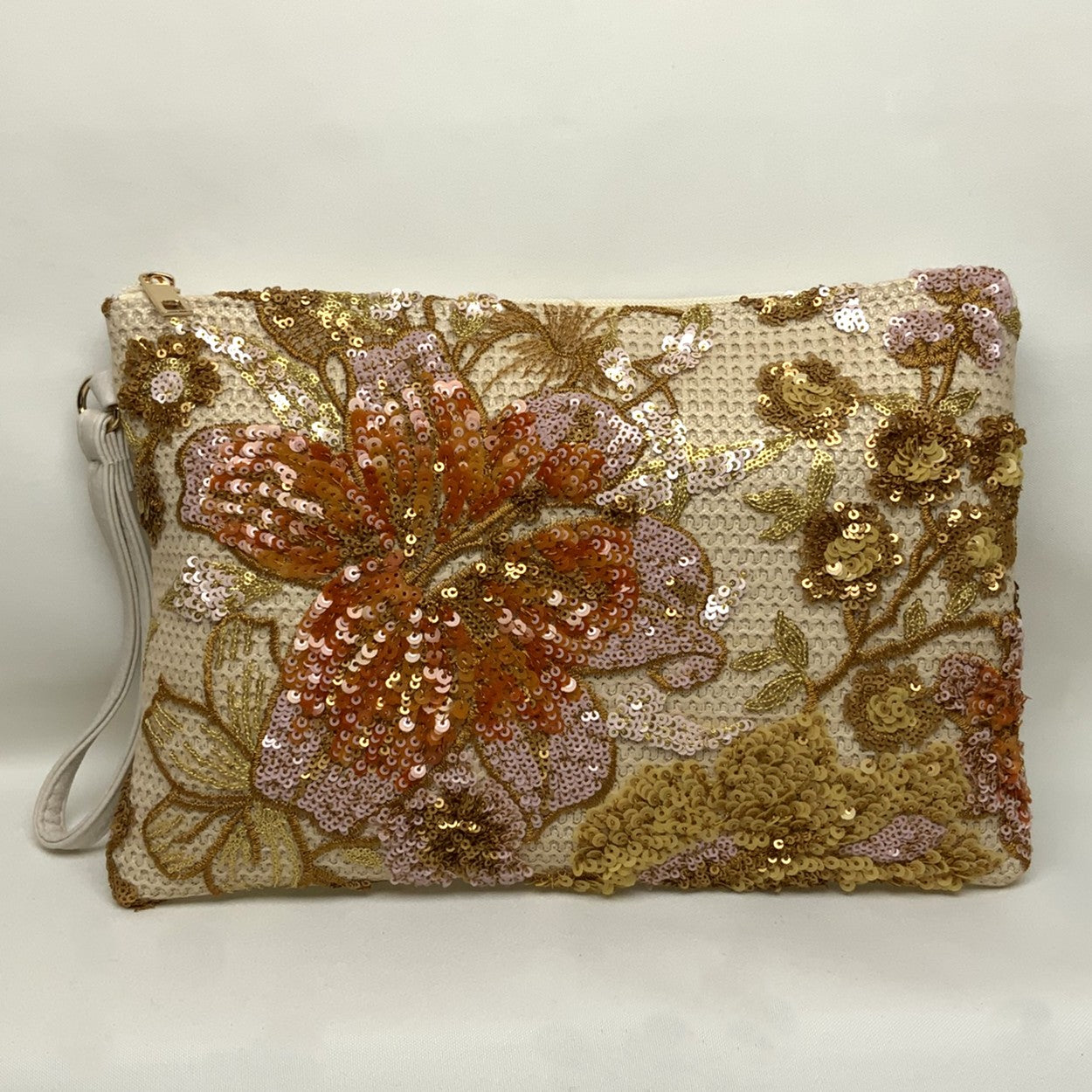Hibiscus Sequined Wicker Bag