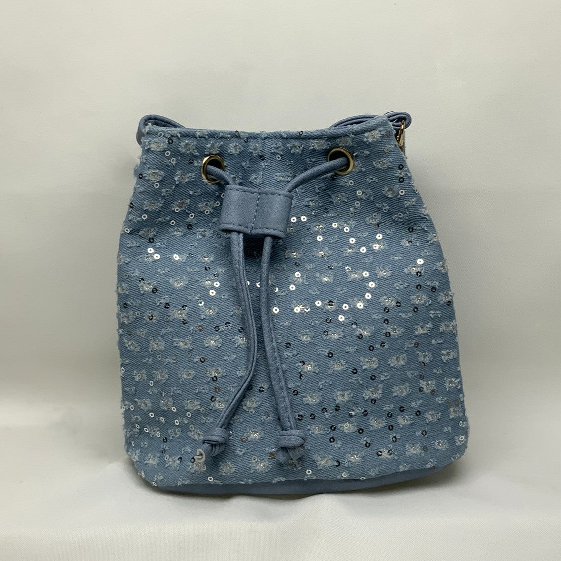 Denim Bucket Drawstring Bag