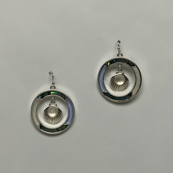 Circle Abalone Seashell Earrings