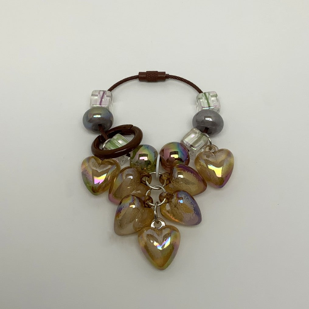 Beaded Heart Charm Keychain