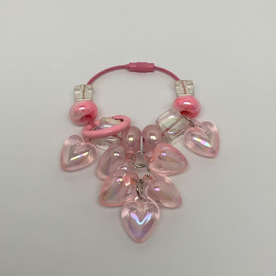 Beaded Heart Charm Keychain