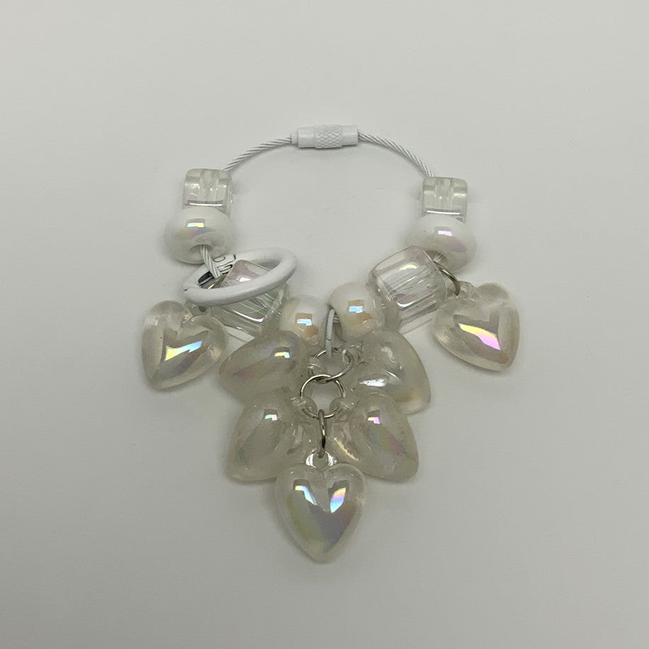 Beaded Heart Charm Keychain
