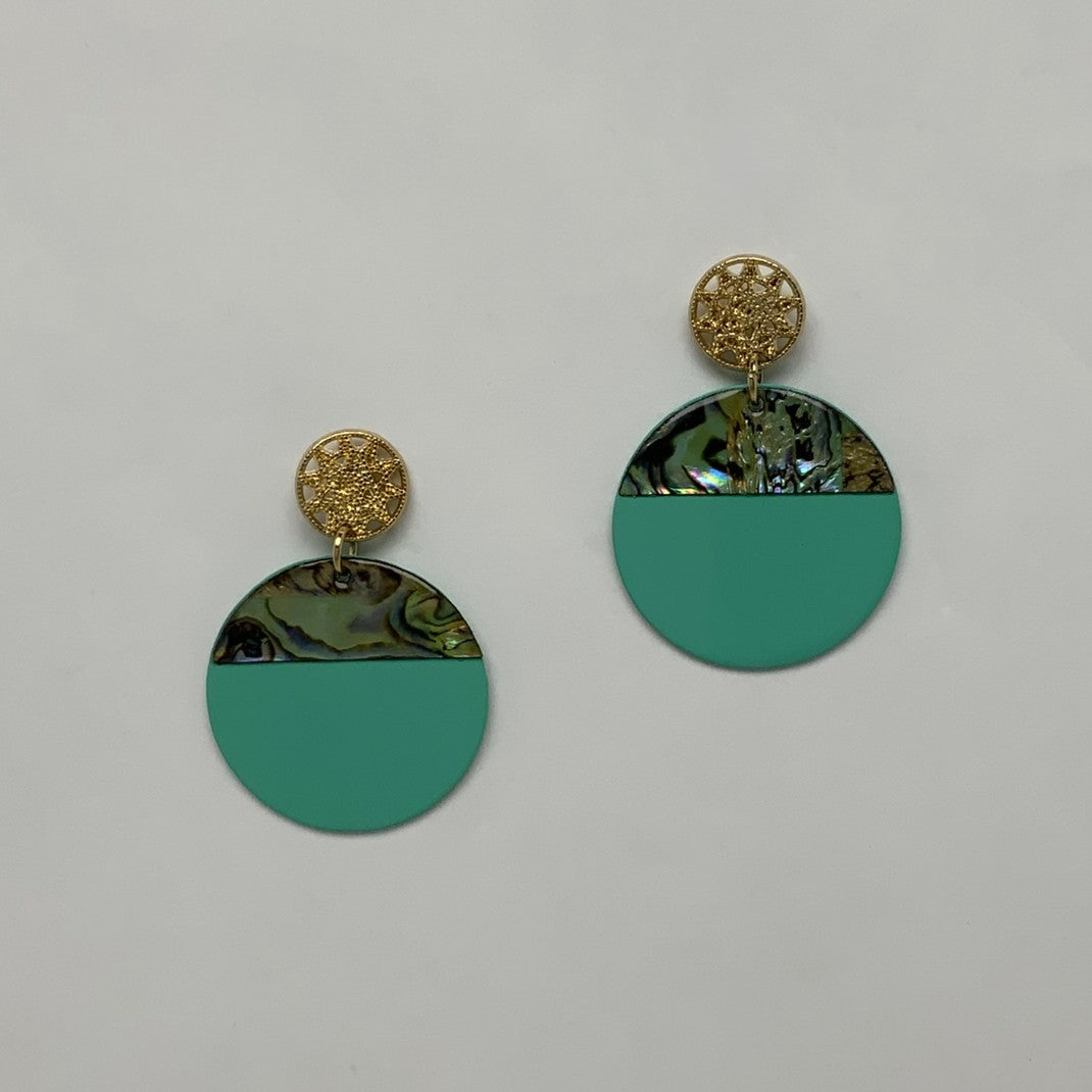 Circle Split Abalone Earrings