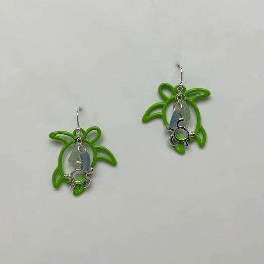 Turtle Outline Dangle Charm Earrings