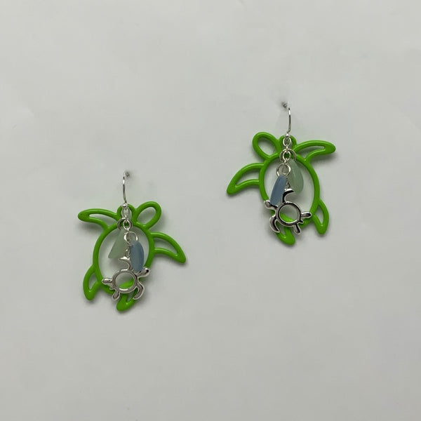 Turtle Outline Dangle Charm Earrings