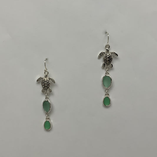 Turtle Stone Dangly Earrings