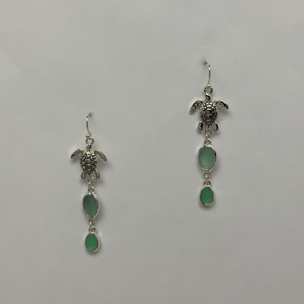 Turtle Stone Dangly Earrings