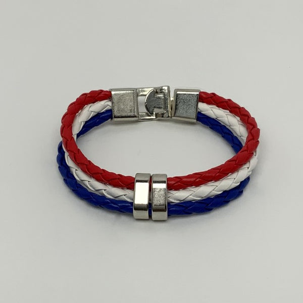Braided Patriotic Clasp Bracelet