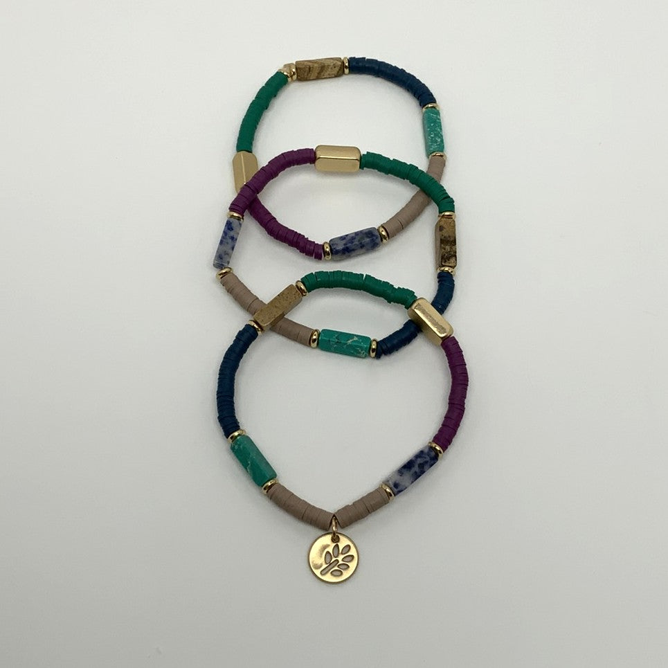 Flat Beaded Charm Bracelet Set