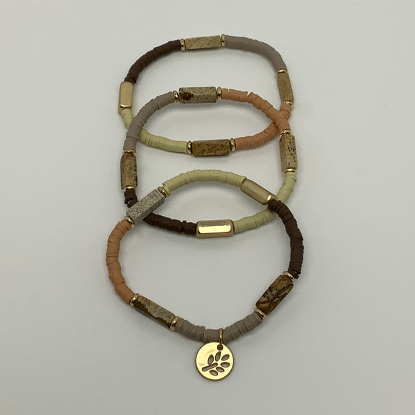 Flat Beaded Charm Bracelet Set