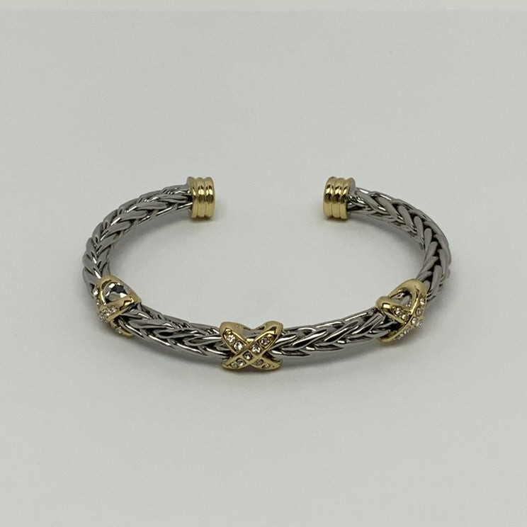 Braided Three "X" Cuff Bracelet