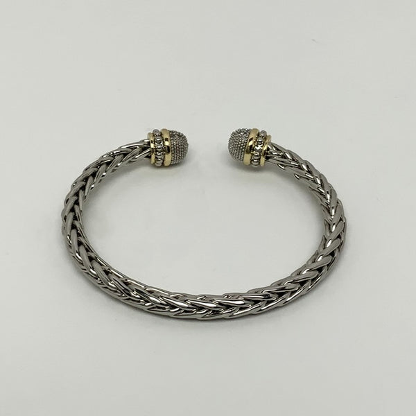 Braided Round CZ End Cuff Bracelet