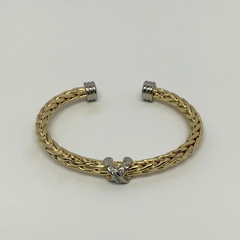 CZ Braided "X" Cuff  Bracelet
