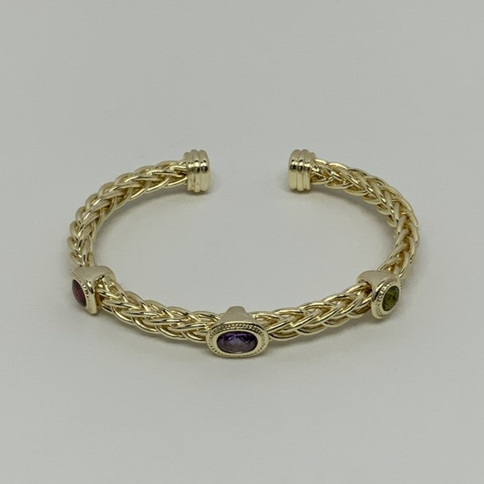 Braided CZ Stones Cuff Bracelet