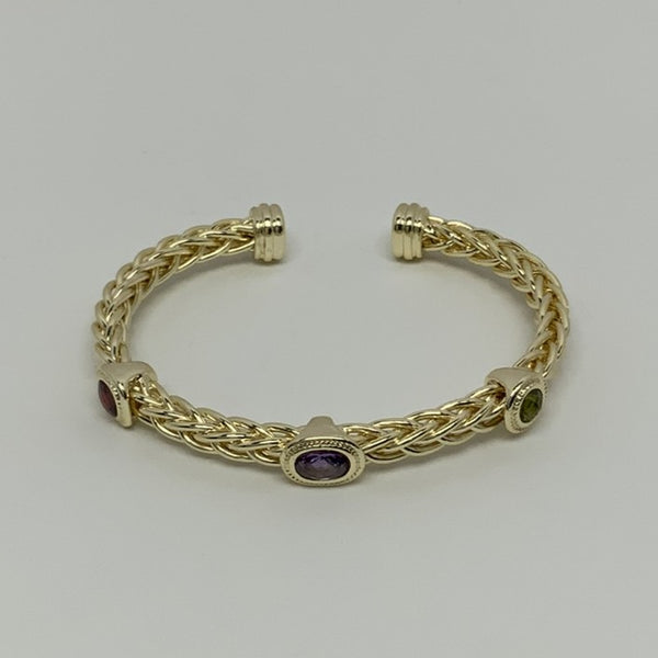 Braided CZ Stones Cuff Bracelet