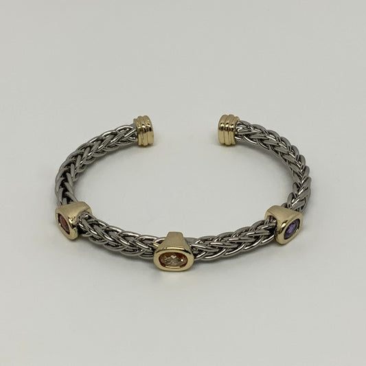 Braided CZ Stones Cuff Bracelet