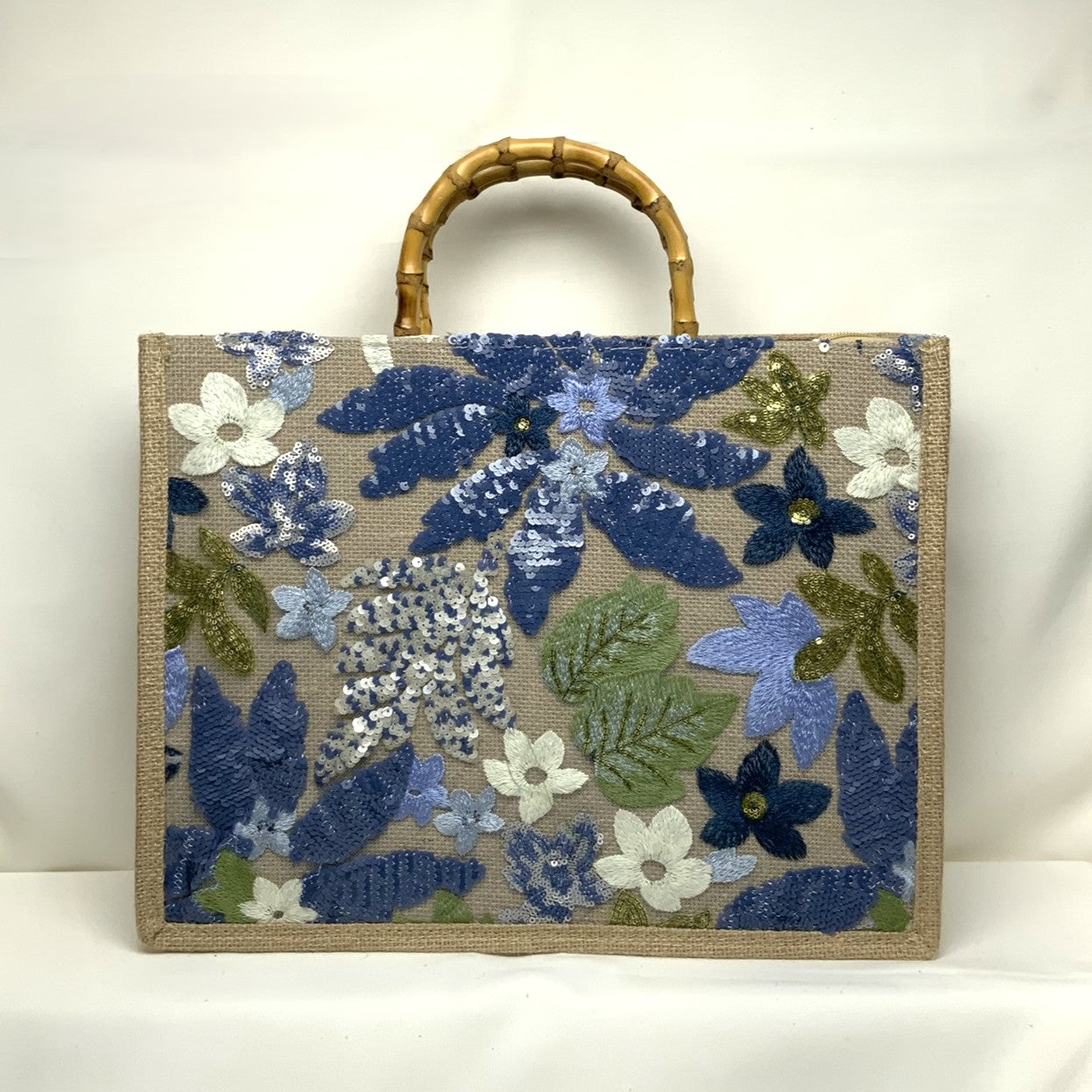 Large Flower Wooden Handle Handbag