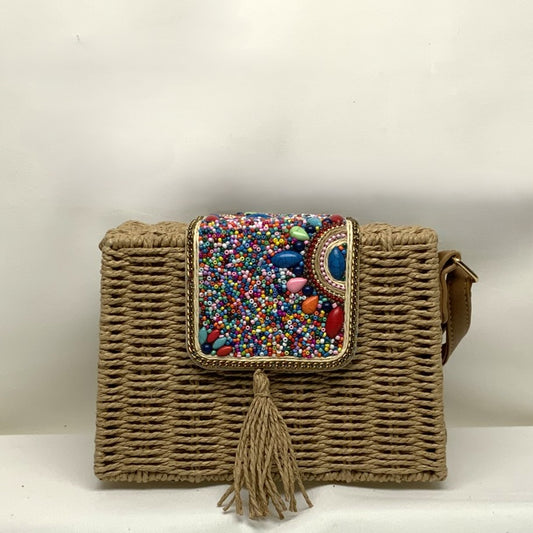 Beaded Twine Basket Strap Purse (AC-101)