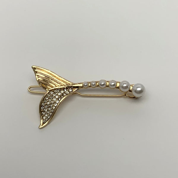Small Pearl Crystal Mermaid Tail Hair Clip