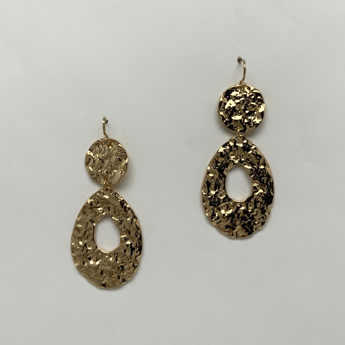 Hammered Oval Outline Earrings