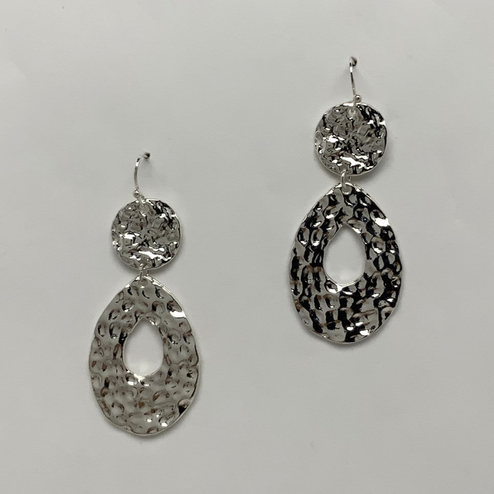 Hammered Oval Outline Earrings