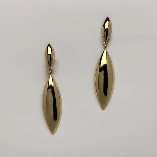Drop Sharp Oval Clip Earrings