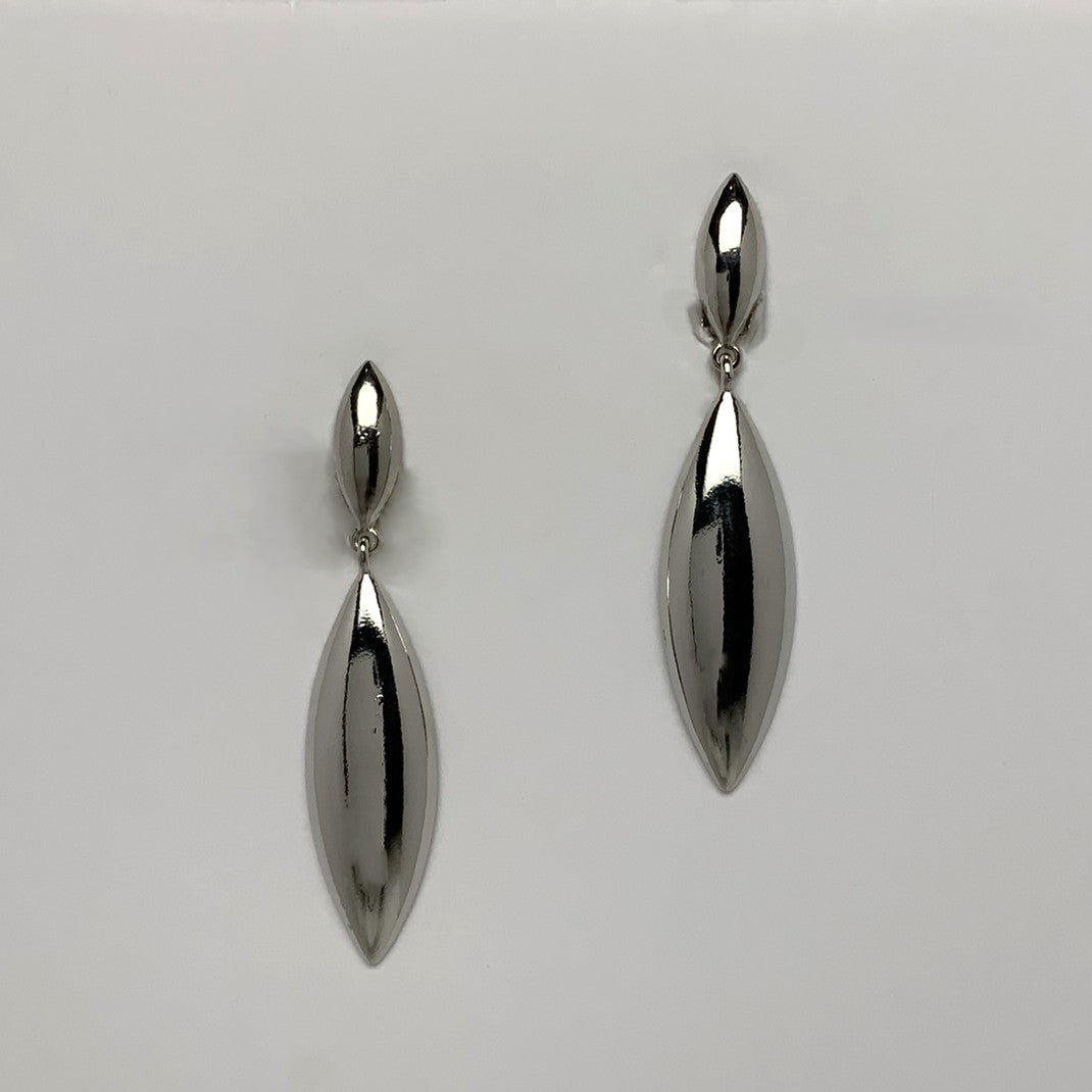 Drop Sharp Oval Clip Earrings