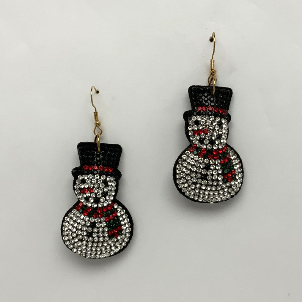 Plush Crystal Snowman Earrings