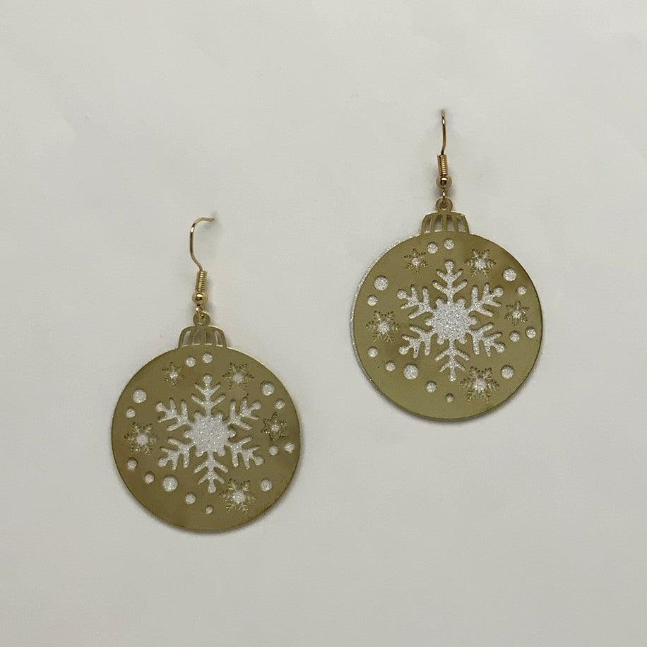 Glittery Snow Flake Earrings