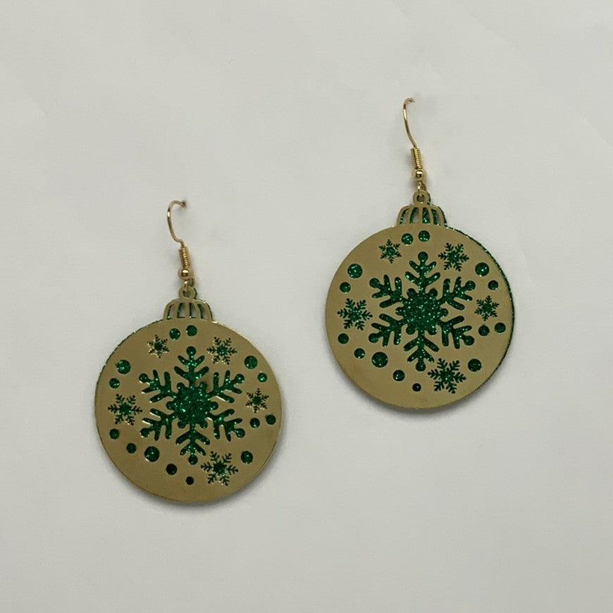 Glittery Snow Flake Earrings
