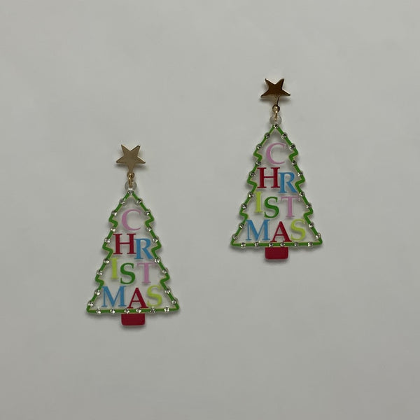 Acrylic Christmas Tree Earrings