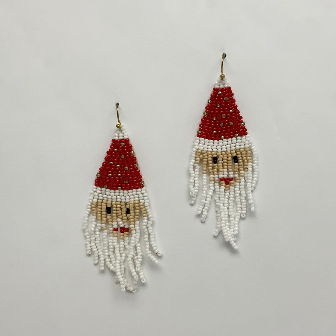 Beaded Santa Earrings