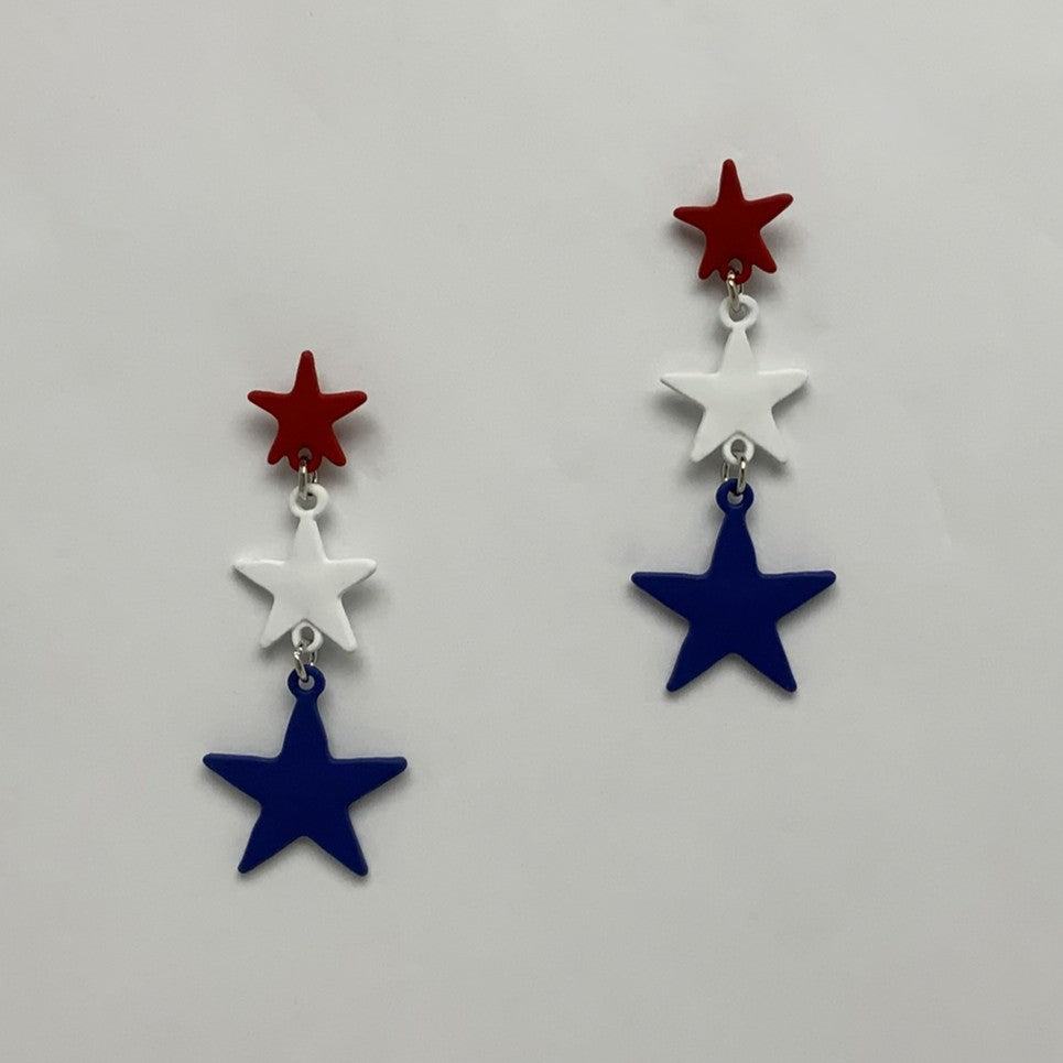 4th of July Dangling Star Earrings