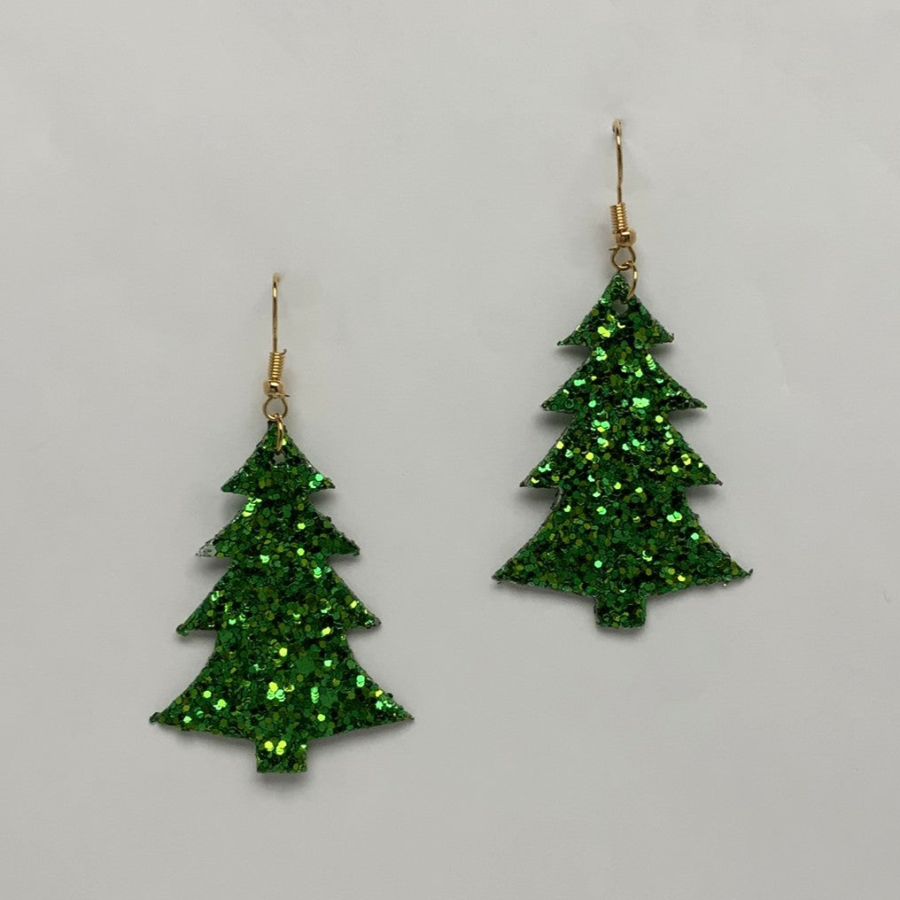 Glitter Christmas Tree Earrings