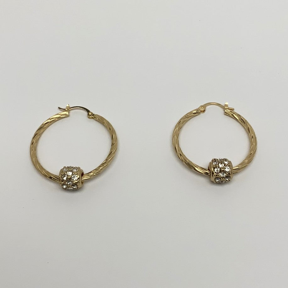 Mid Size Bling Hoop Earrings