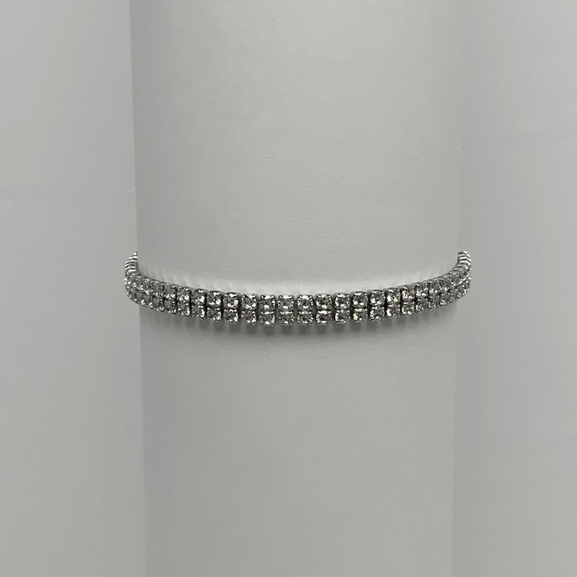 Silver Double Rhinestones Bracelet