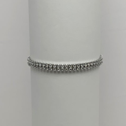 Silver Double Rhinestones Bracelet
