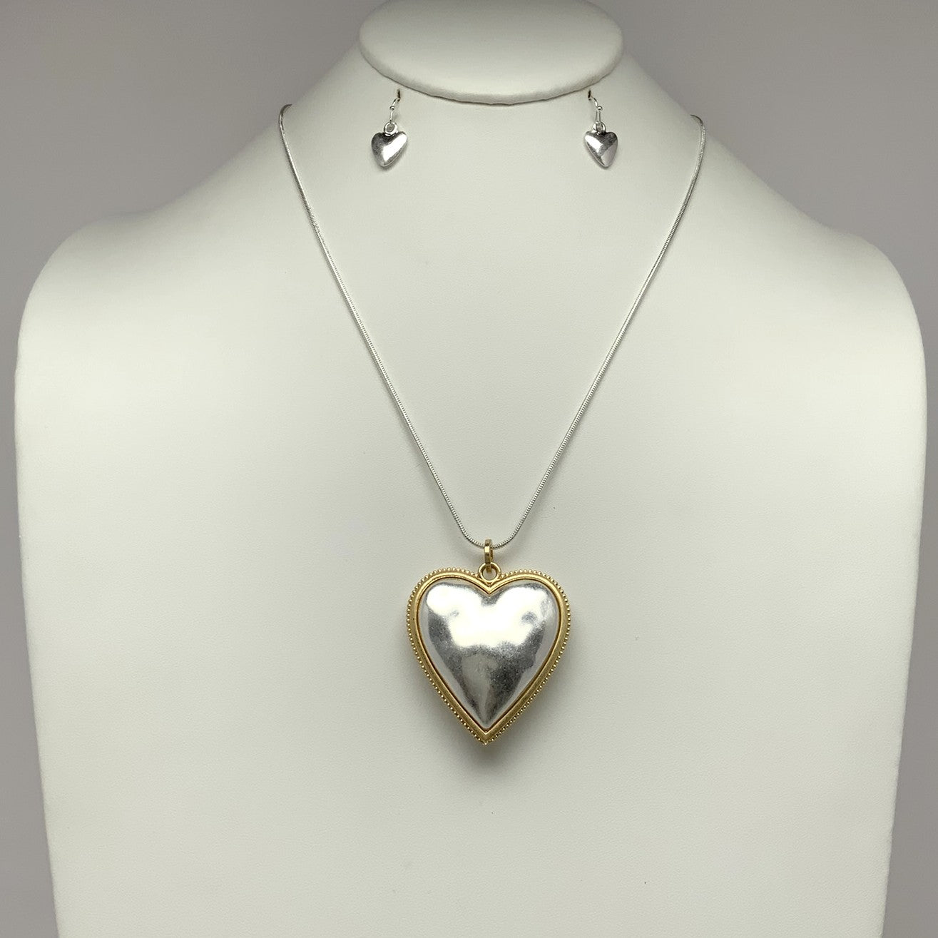 Heart Drop Pendant Necklace Set