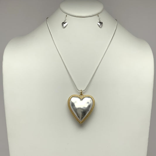 Heart Drop Pendant Necklace Set