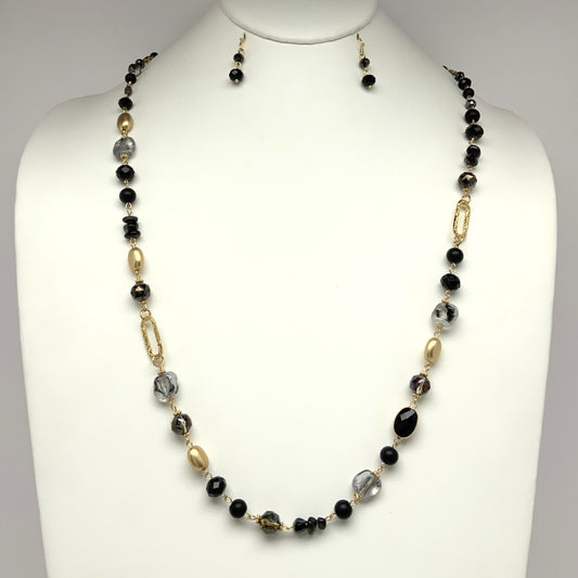 Crystal Lucite Stone Drop Necklace Set