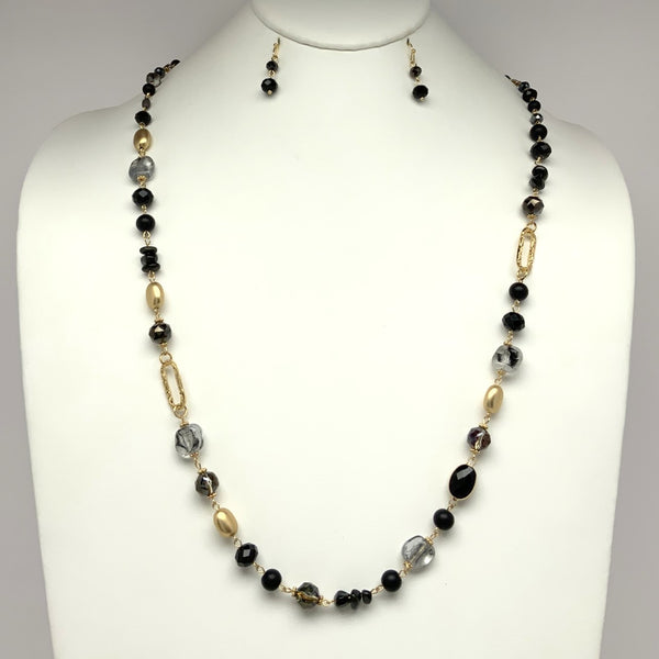 Crystal Lucite Stone Drop Necklace Set