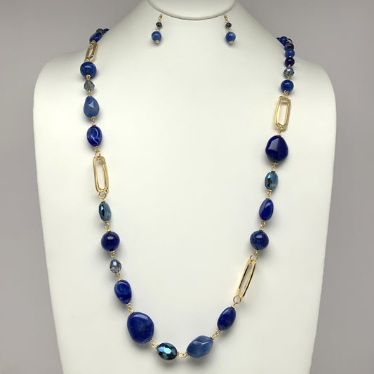 Lucite Spheres Rectangle Drop Necklace Set